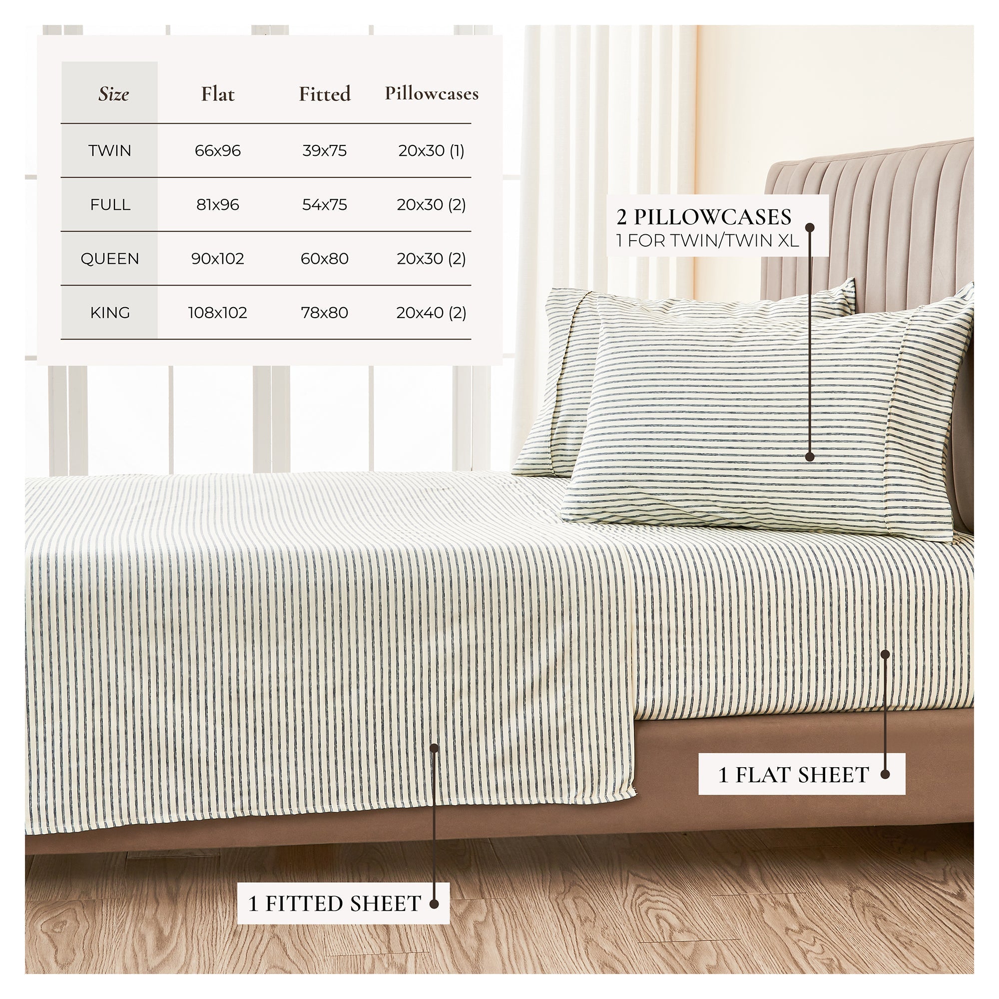 Striped Sheet Set - Evette Collection