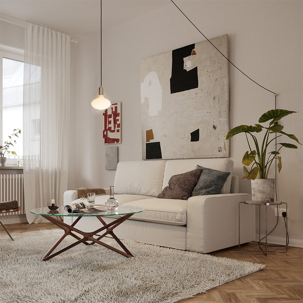Oval Dim to Warm Plug-In Pendant in Brass