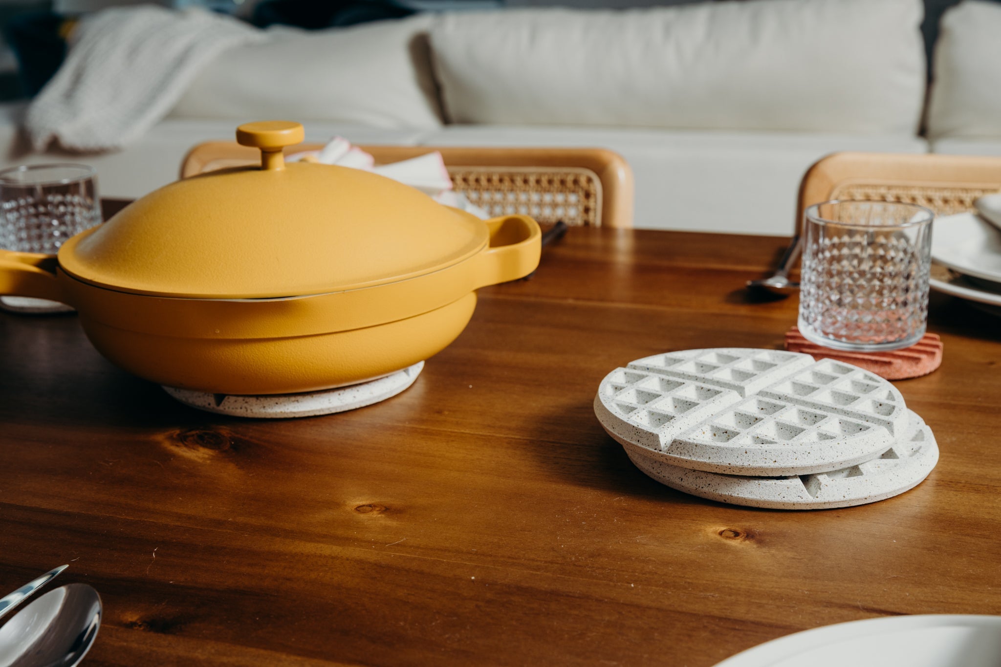 Waffle Trivet | White Terrazzo