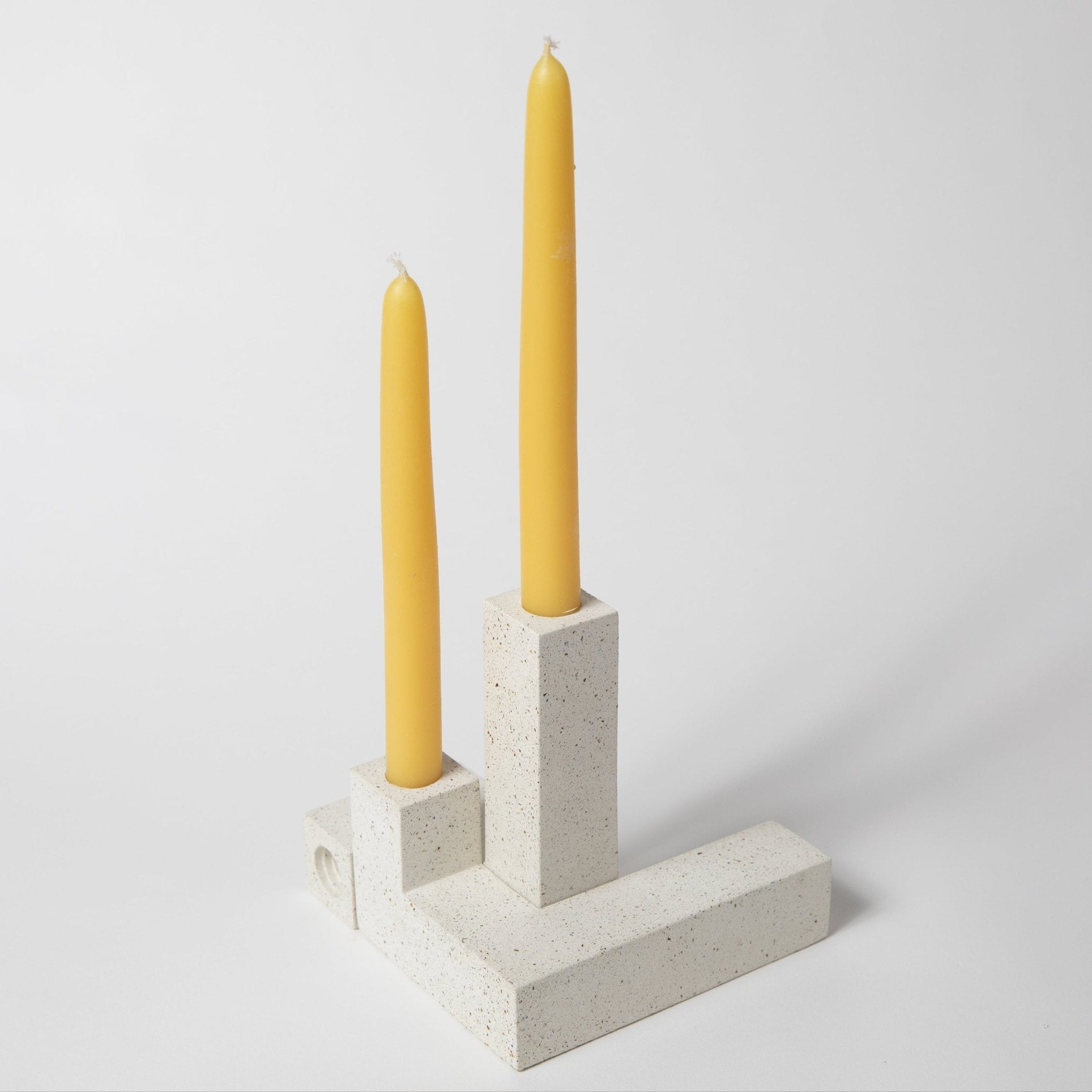 Candlestick Holder Set | White Terrazzo