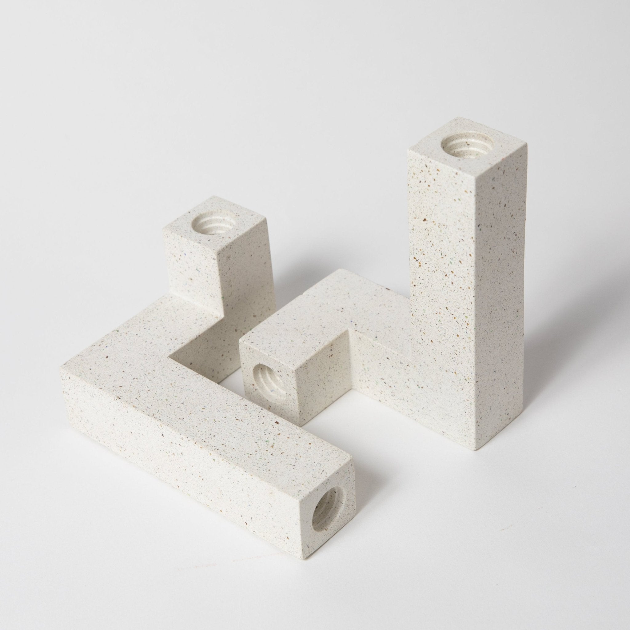 Candlestick Holder Set | White Terrazzo