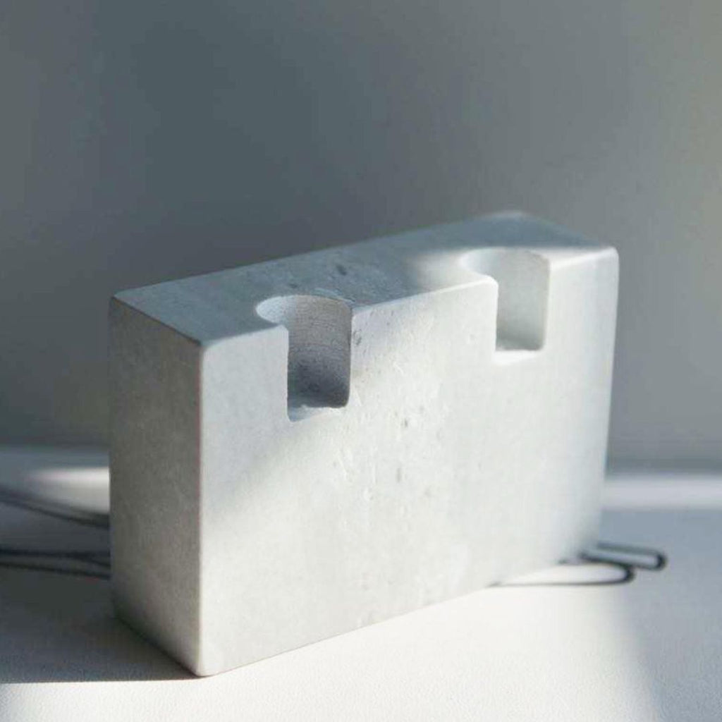 Calypso Marble Taper Candle Holder, 7"L x 6"W x 6"H