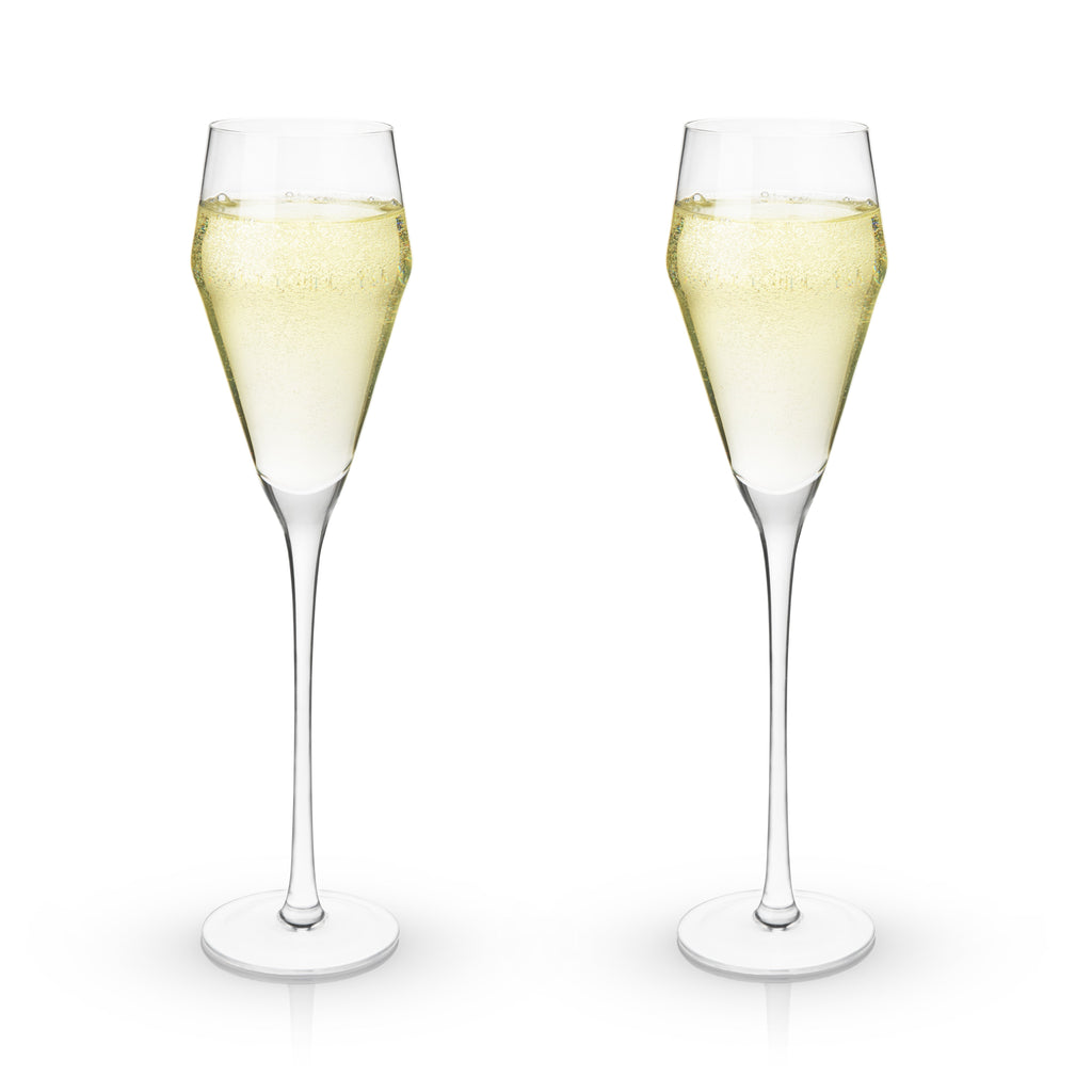 Raye Angled Crystal Prosecco Glasses Set of 2