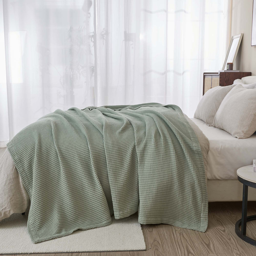 100% Cotton Waffle Weave Blanket - Mikala Collection