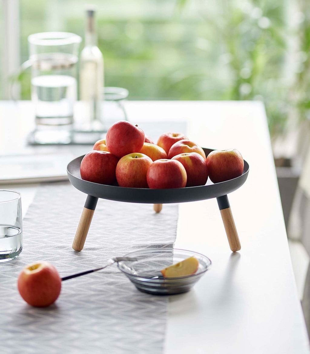 Countertop Pedestal Tray (5" H)  - Steel + Wood