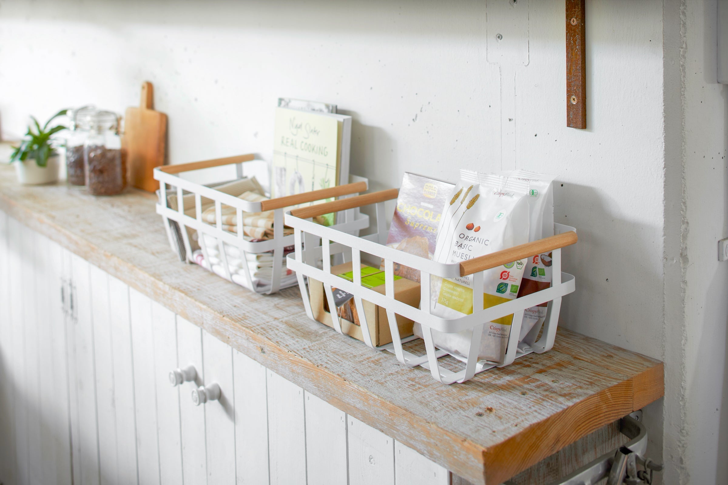 Storage Basket - Medium - Steel + Wood