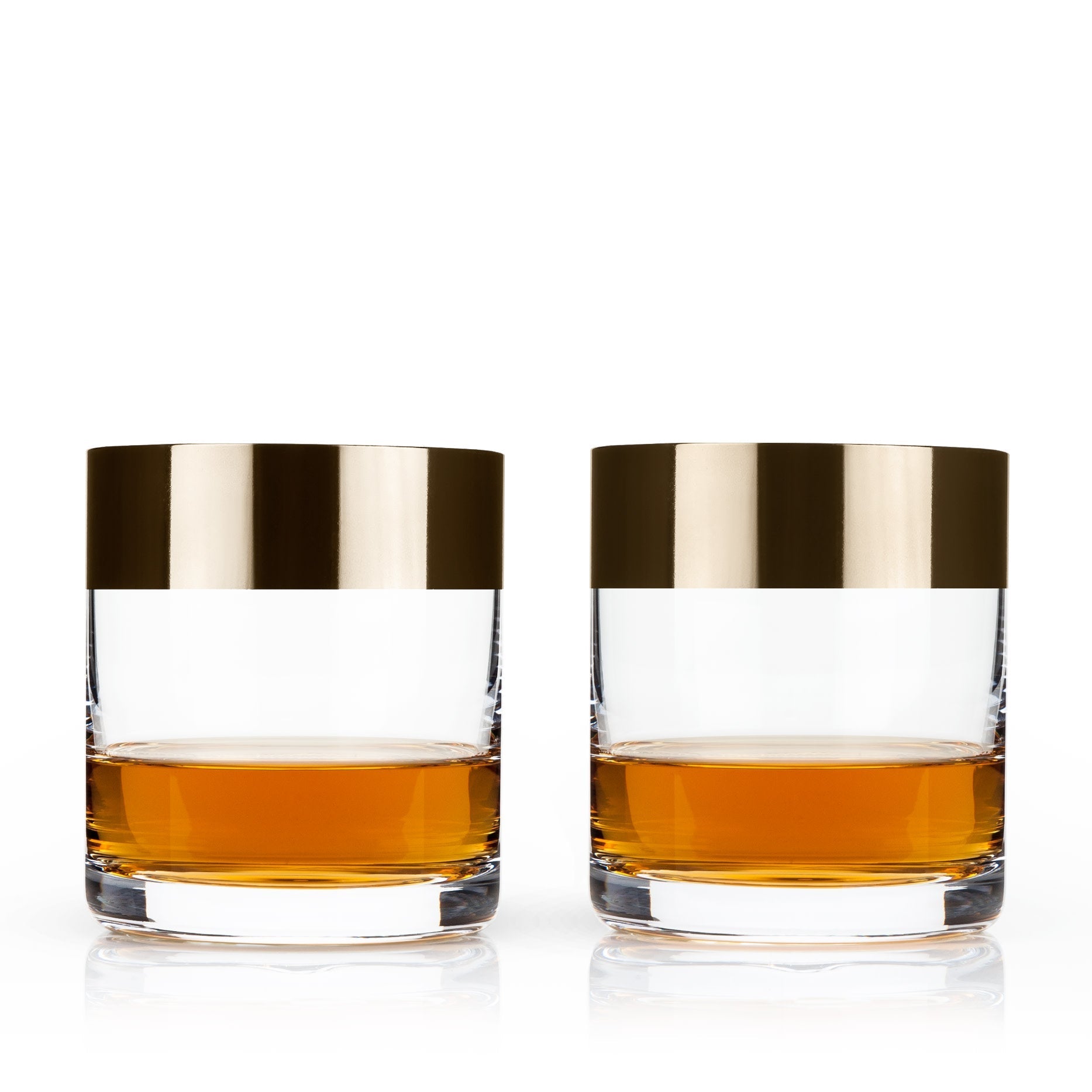 Irving Bronze-Rimmed Crystal Tumblers Set of 2