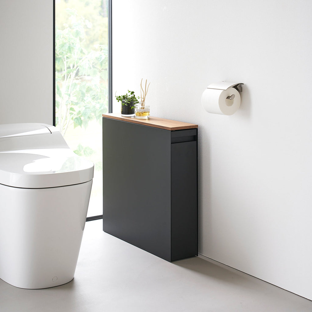 Pull-Out Bathroom Storage Cabinet - Steel + Wood
