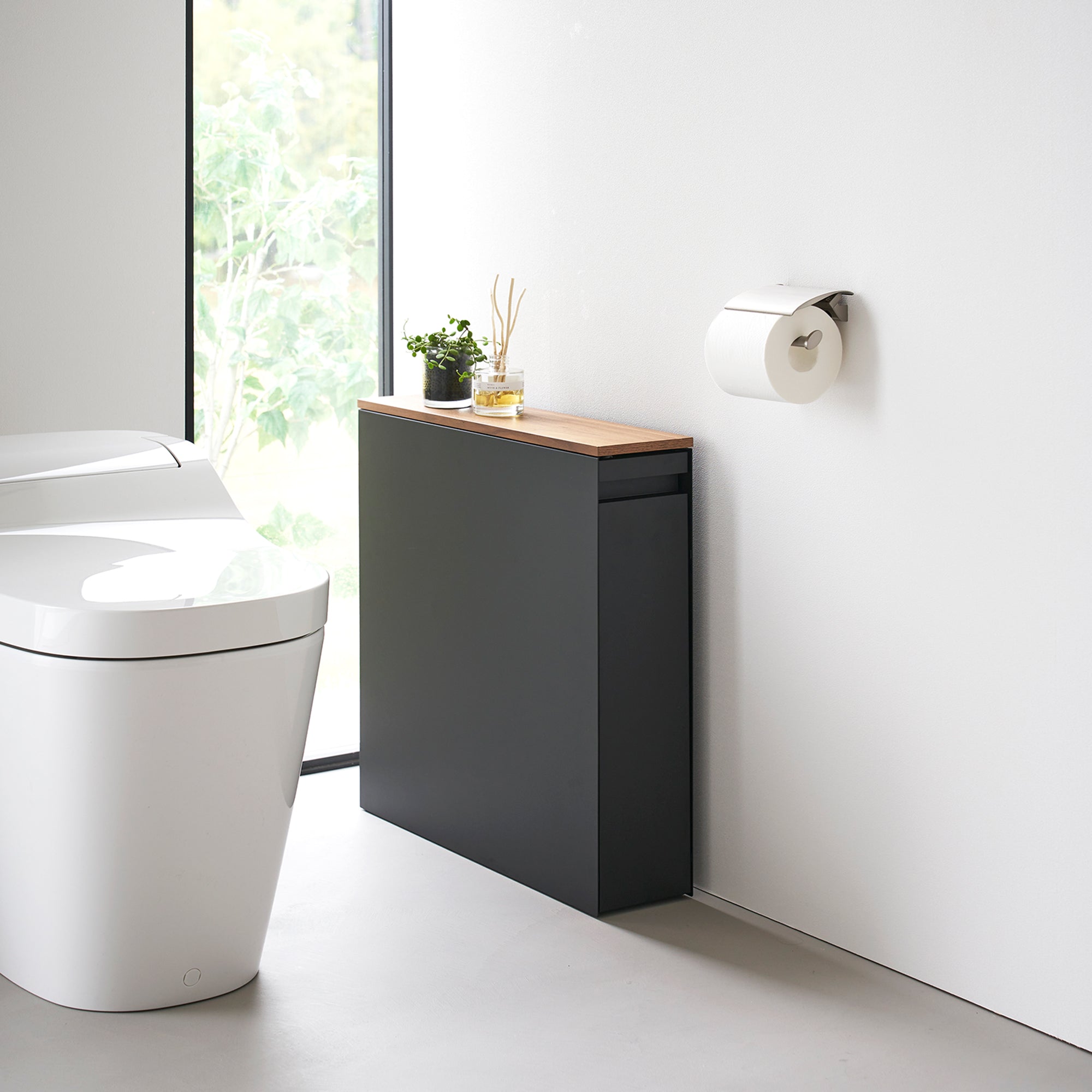 Pull-Out Bathroom Storage Cabinet - Steel + Wood